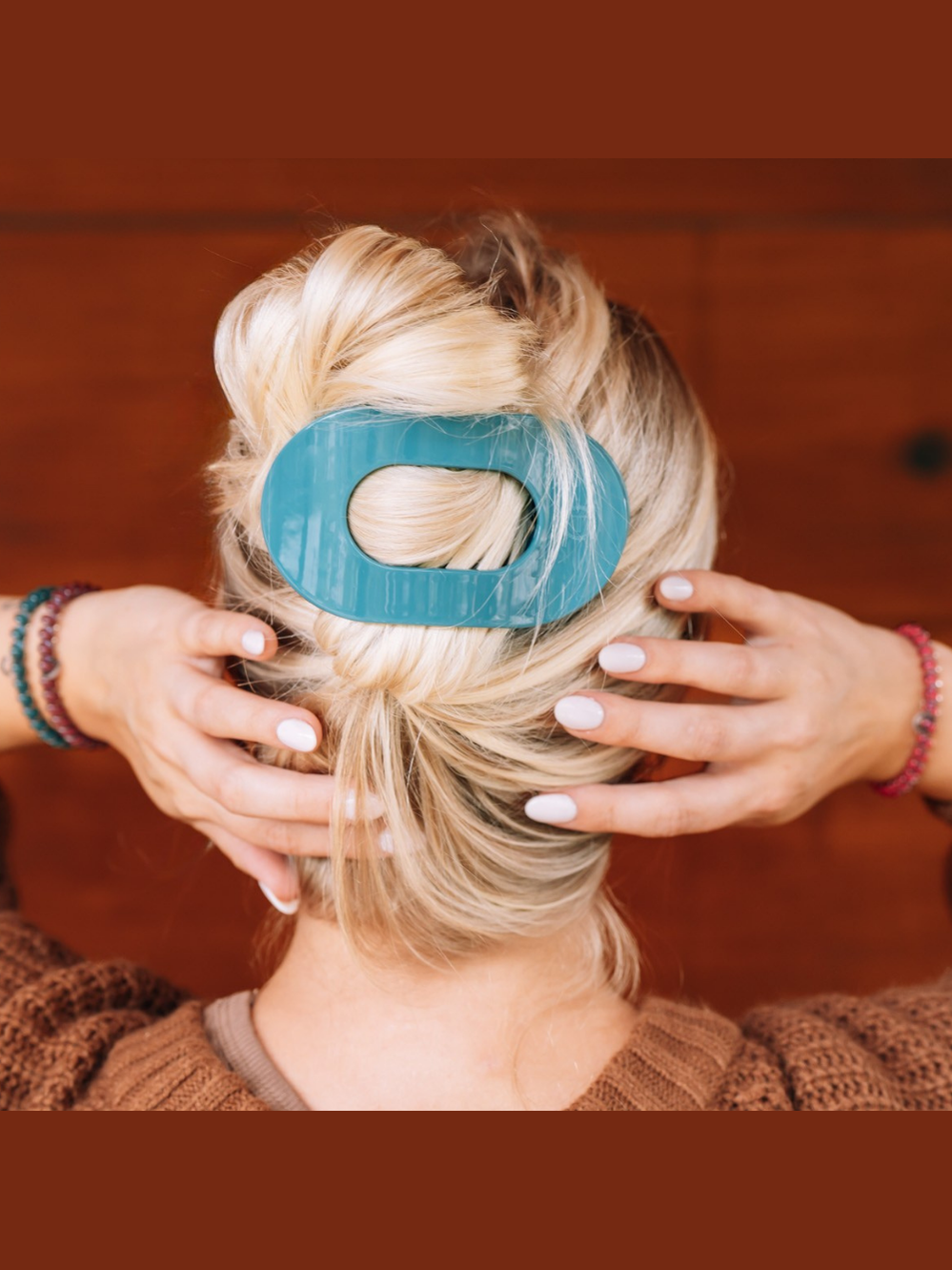 Teal With It Large Flat Round Hair Clip