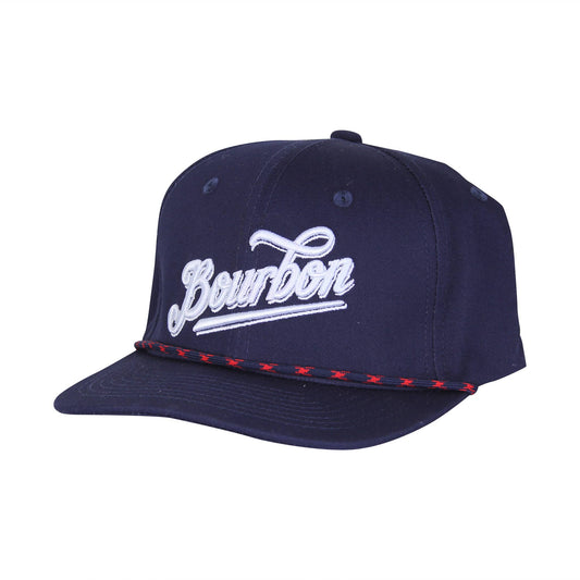 Navy Bourbon Word Stitched Rope Hat