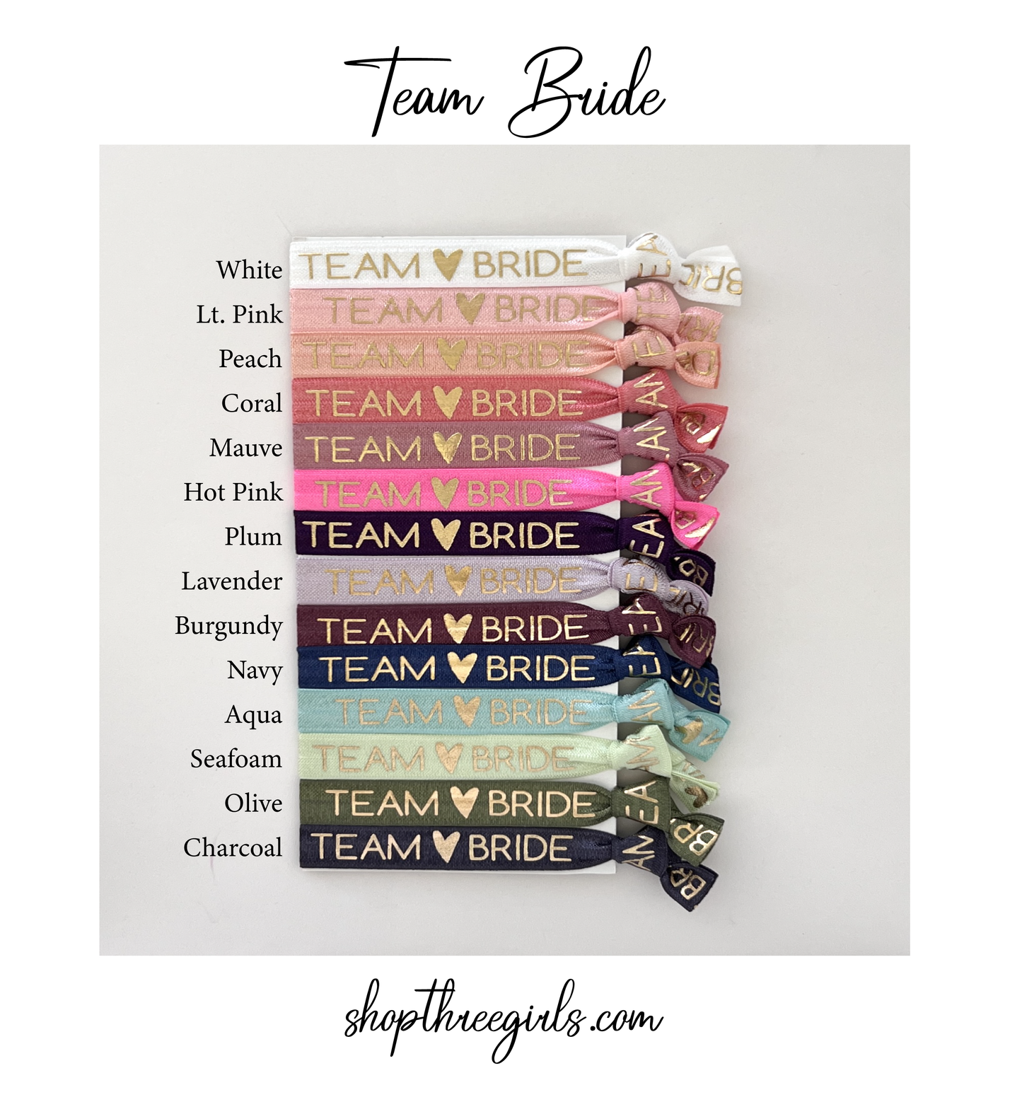 Team Bride Hair Ties Bachelorette Party Favors