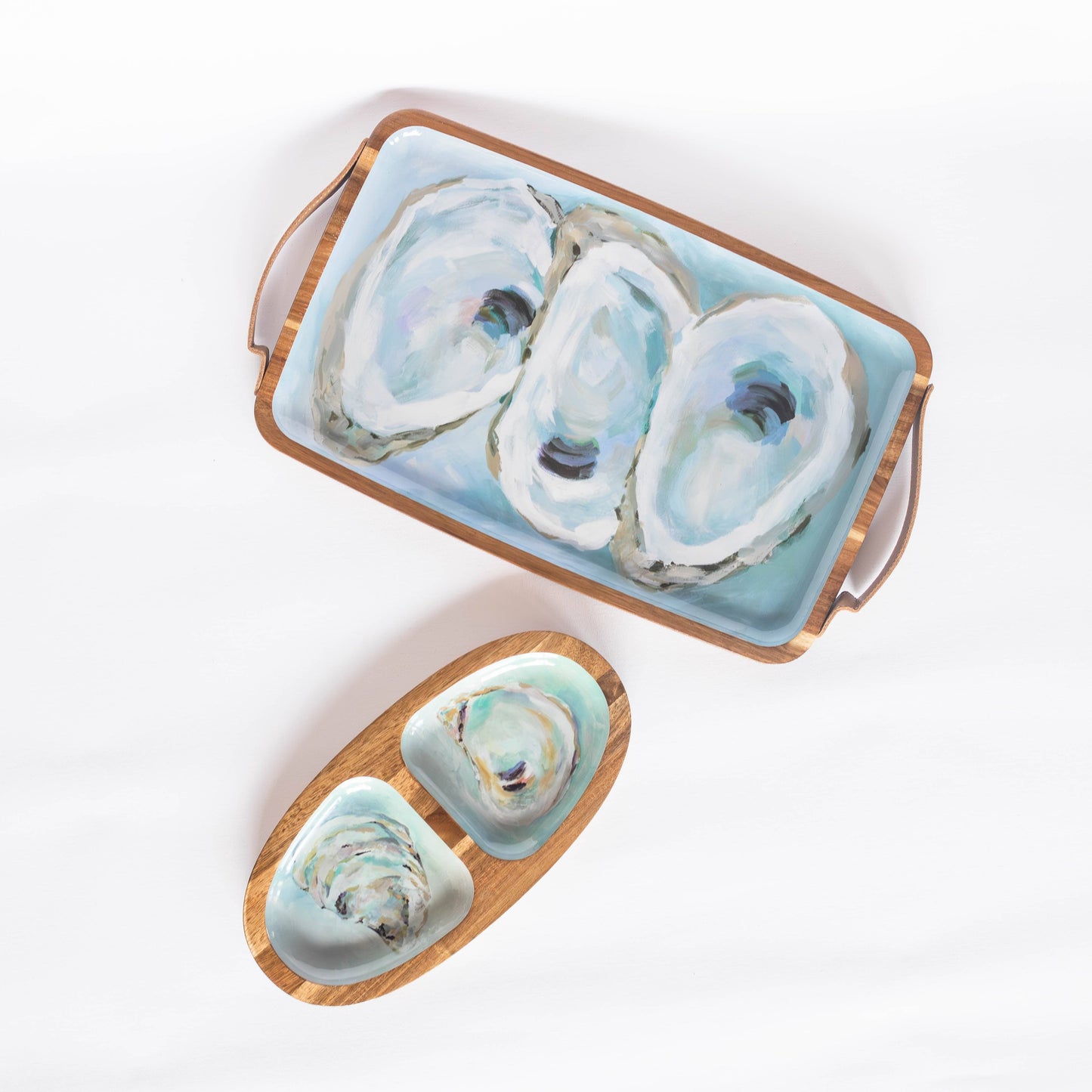 Wooden Serving Tray (Rectangle) - Coastal Oysters