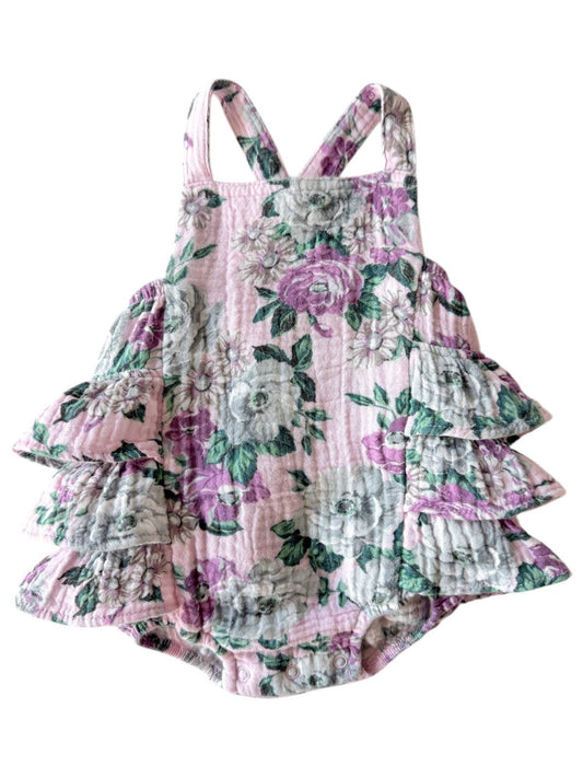 Muslin Ruffle Sunsuit, Blissful Blossoms