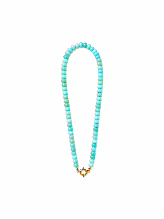 Mint Sailor Clasp Glass Beaded Necklace