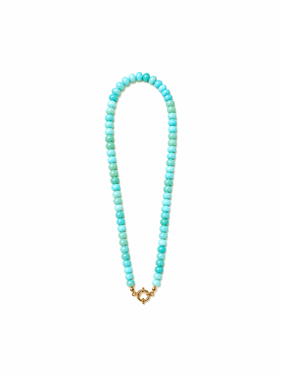 Mint Sailor Clasp Glass Beaded Necklace