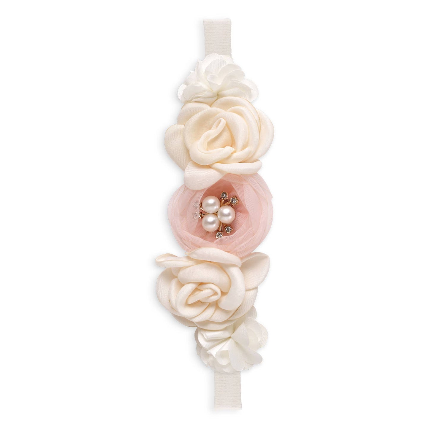 Girl's Headband with Faux Flowers  & Pearls
