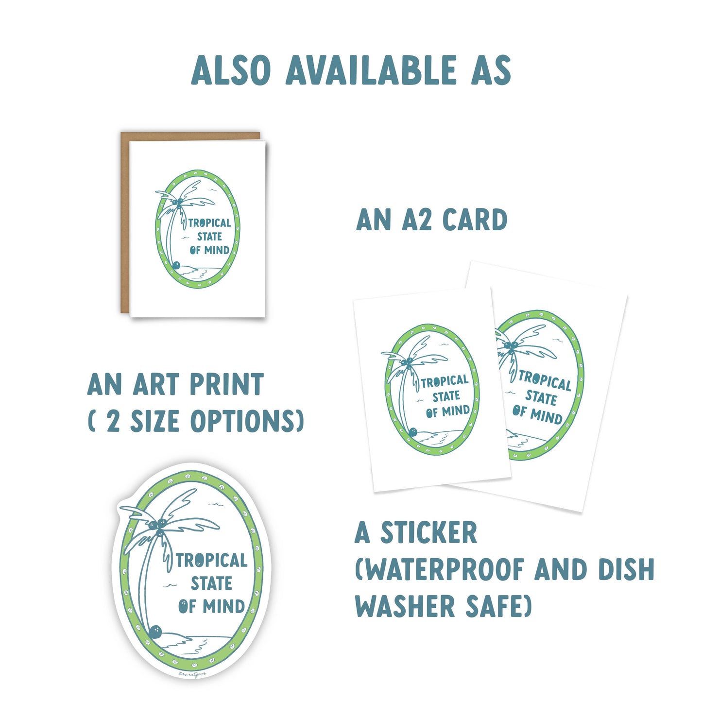 Tropical State of Mind Sticker, Beach Sticker, Summer 