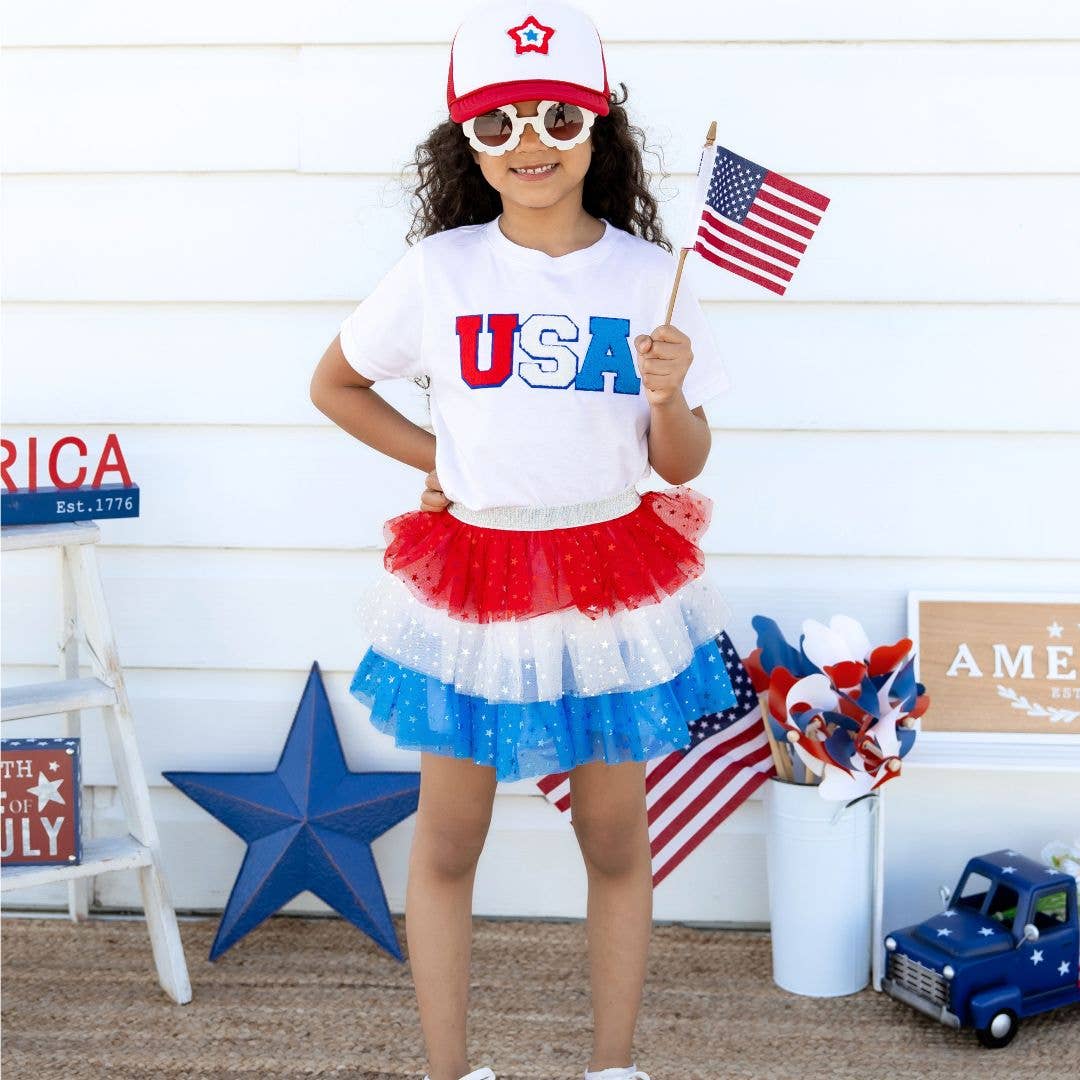 USA Patch Short Sleeve T-Shirt - Kids 4th of July Tee