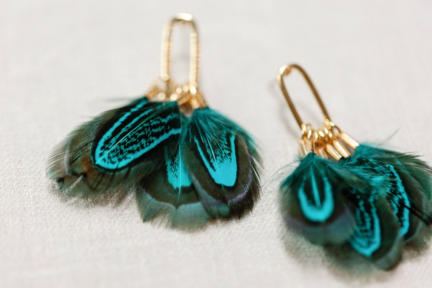 Peacock Feather Fall Statement Tassel Earrings
