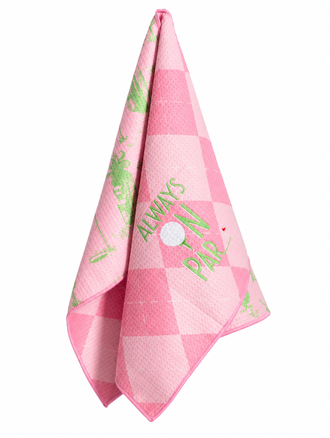 On Par Waffle Sports Towel Pink/Green