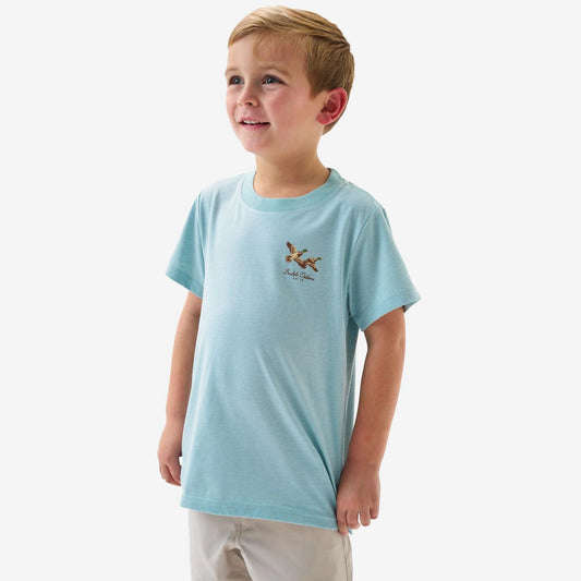 Youth Short Sleeve Flying Mallards - Heather Sky Blue