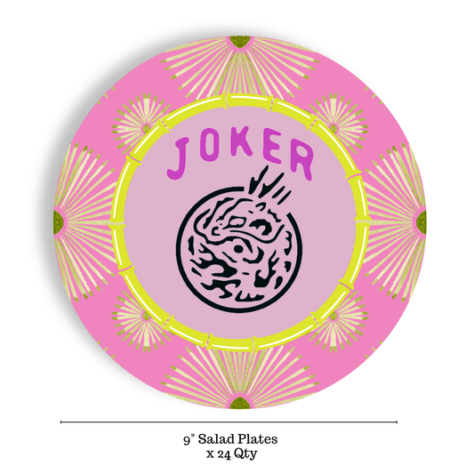 Mahjong Psych Joker 24ct 9" Salad Paper Plate Separates
