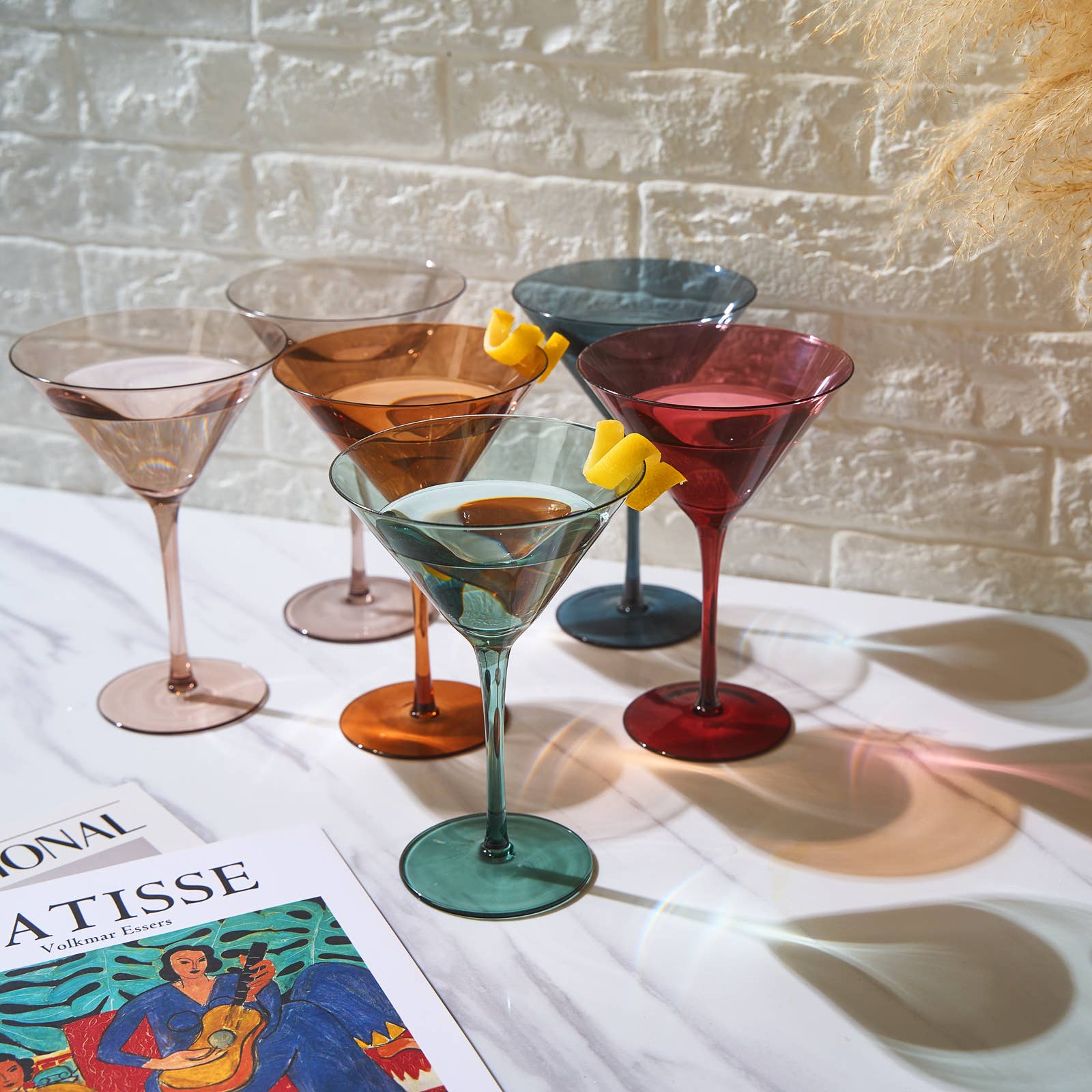 Colored Martini & Cocktail Crystal Glasses - Thumbnail 3