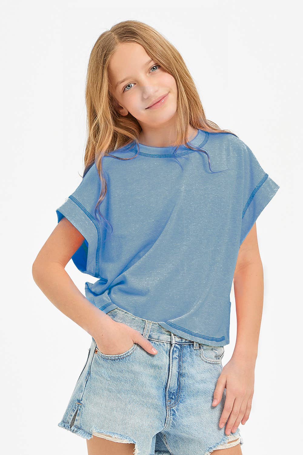 Pink Overlap Open Back Reverse Stitched Top