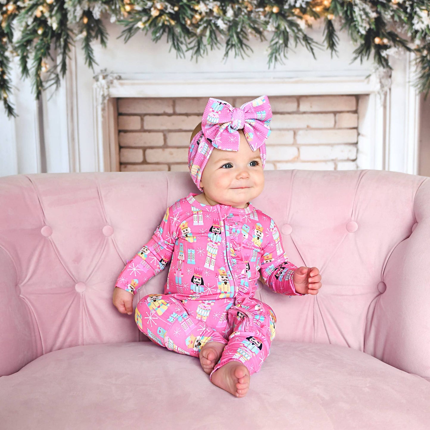 Nadia Nutcrackers RUFFLE ZIP Christmas Bamboo Baby One Piece