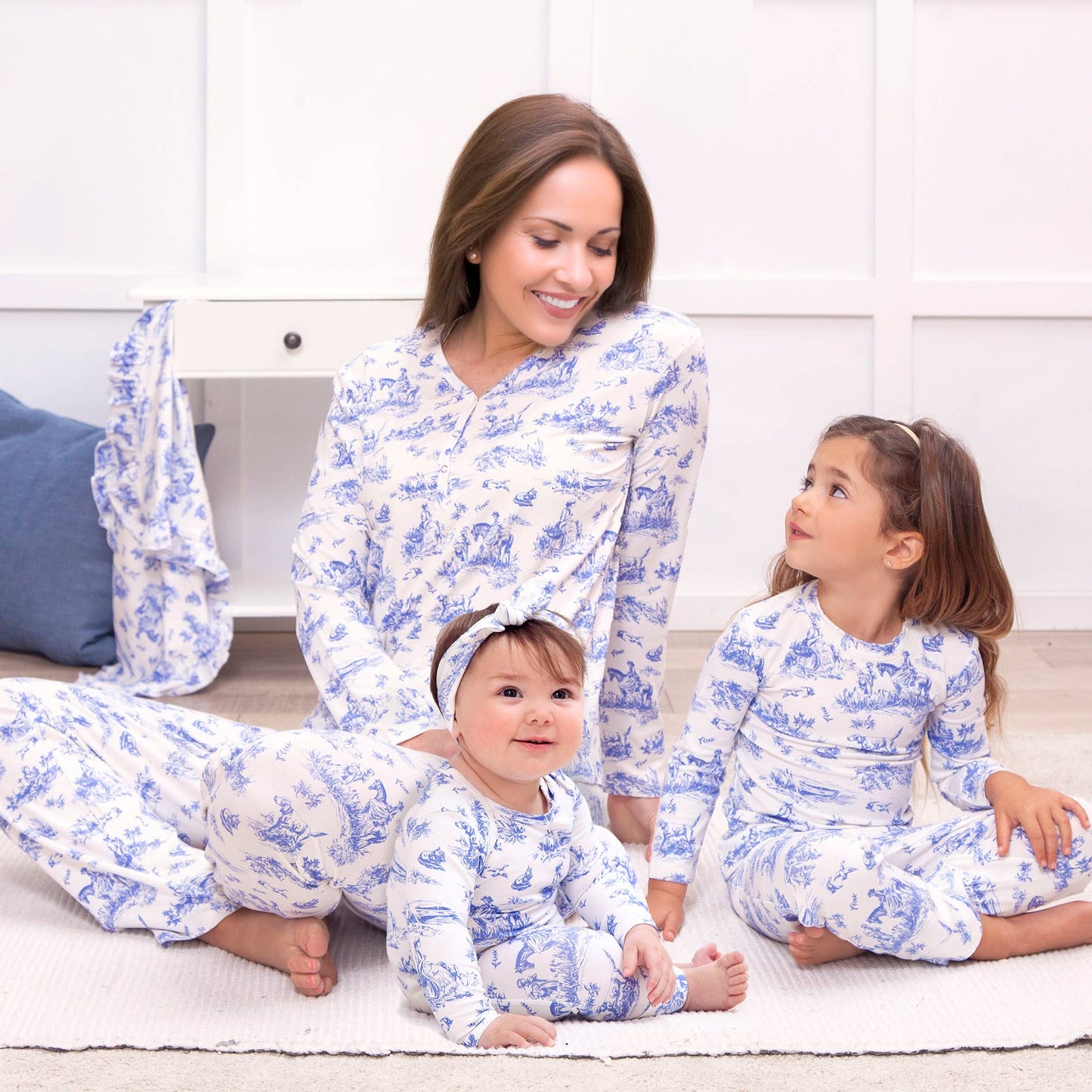 Baby Girl Toile de Jouy Bamboo Romper