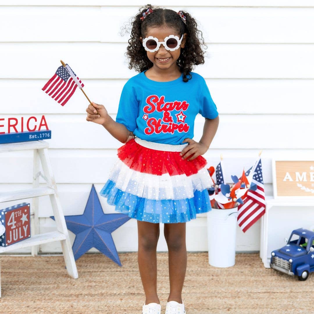 Stars and Stripes Patch Short Sleeve T-Shirt - Kids Tee