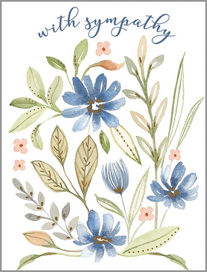 With Scripture Sympathy Card - Simple Blue Flowers
