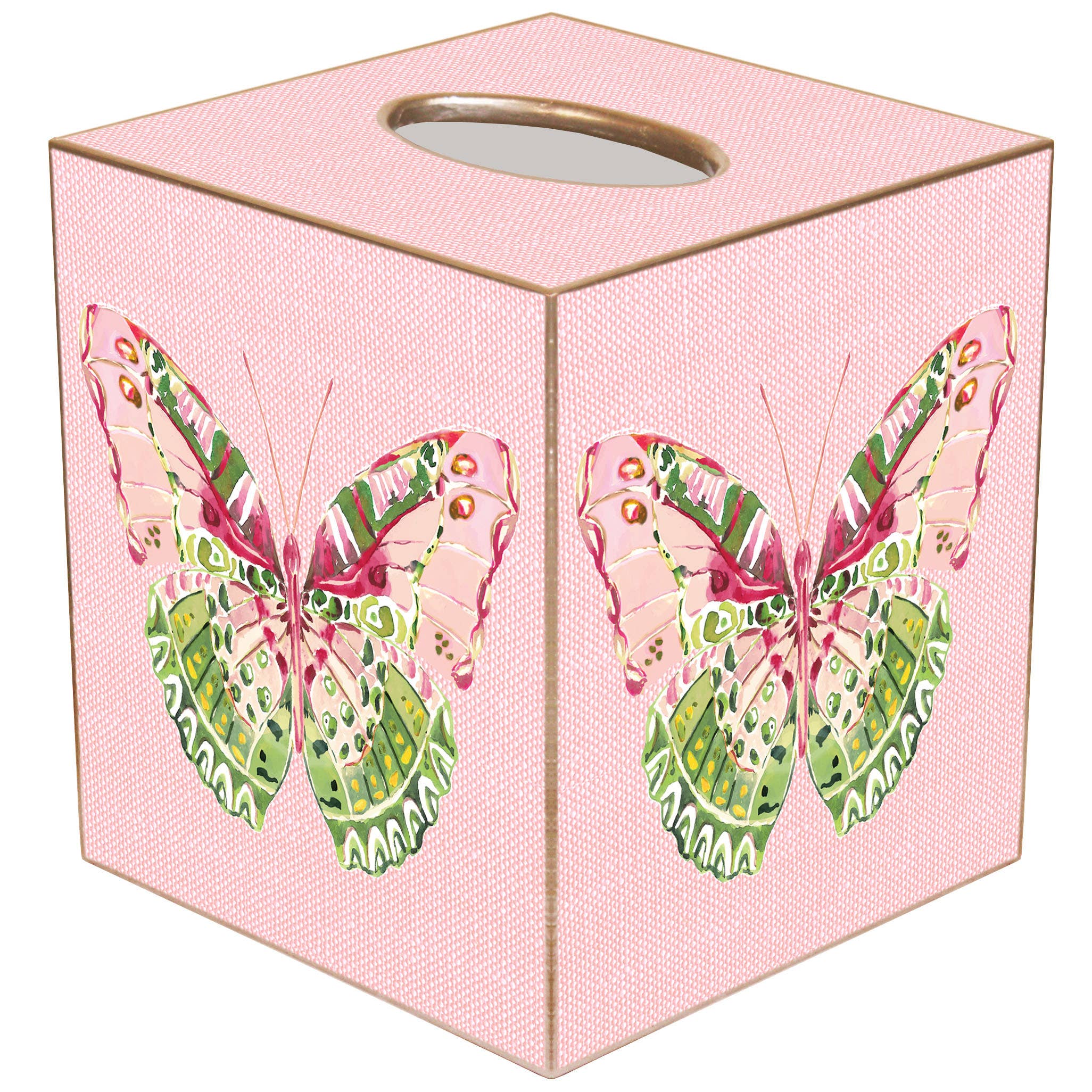 Butterfly on Pink Linen Handmade Tissue Box Cover