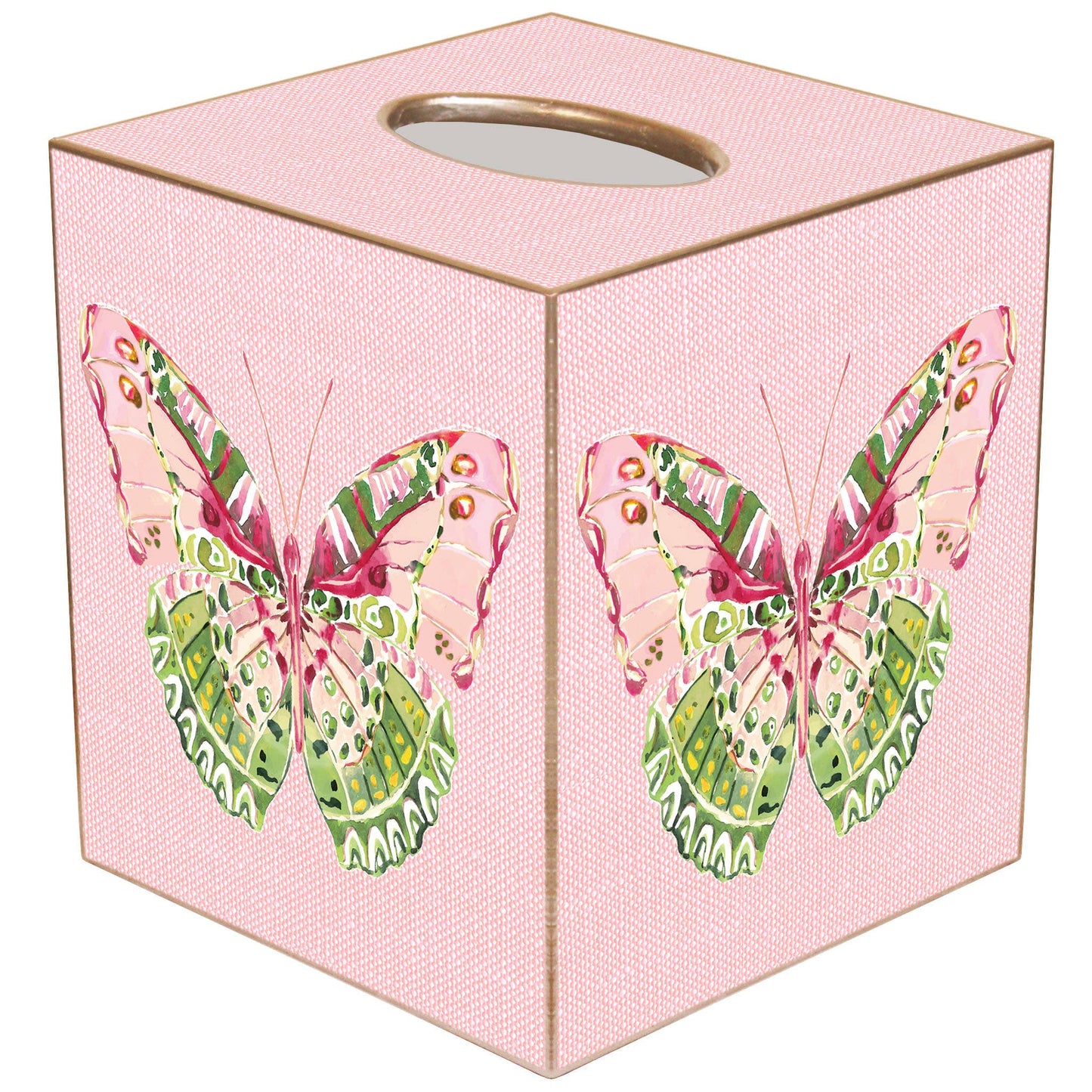 Butterfly on Pink Linen Handmade Tissue Box Cover