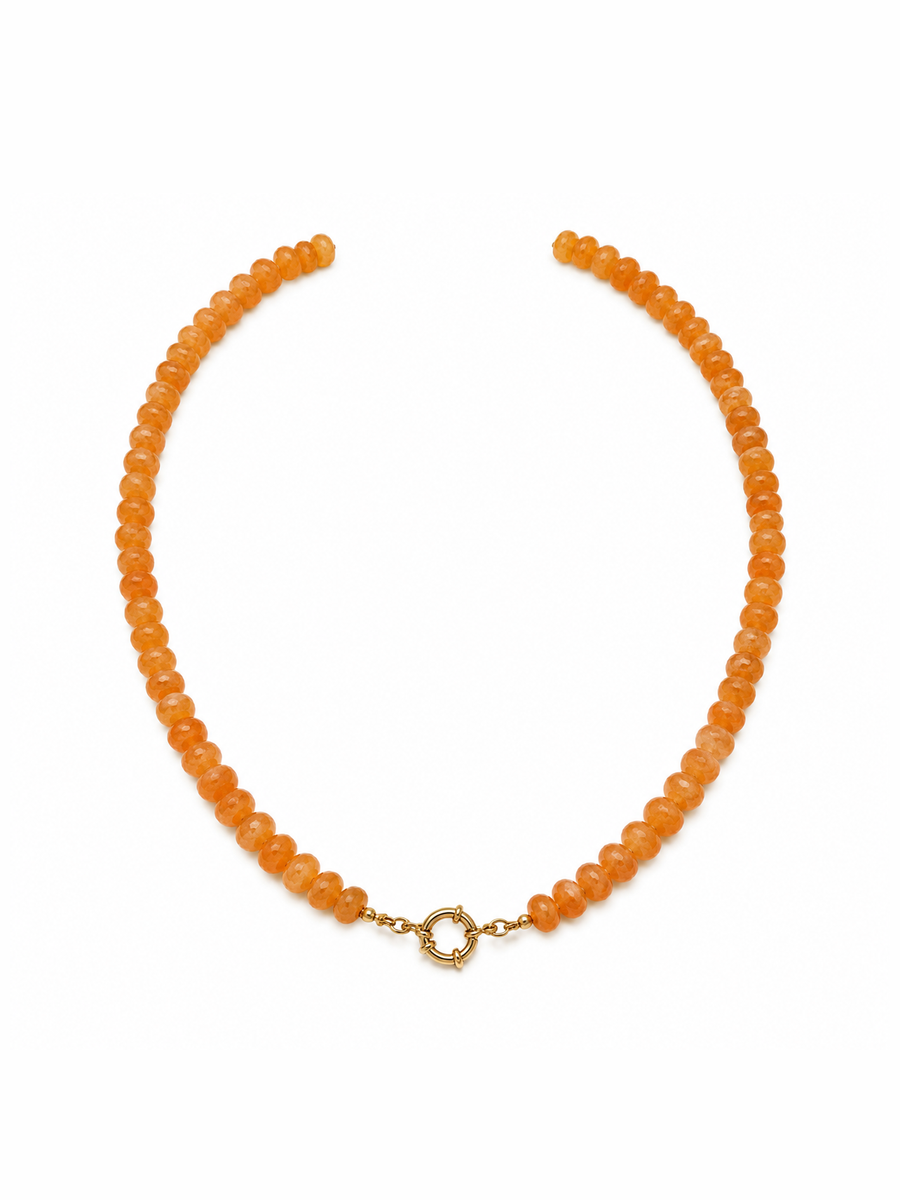 Orange Sailor Clasp Glass Beaded Necklace