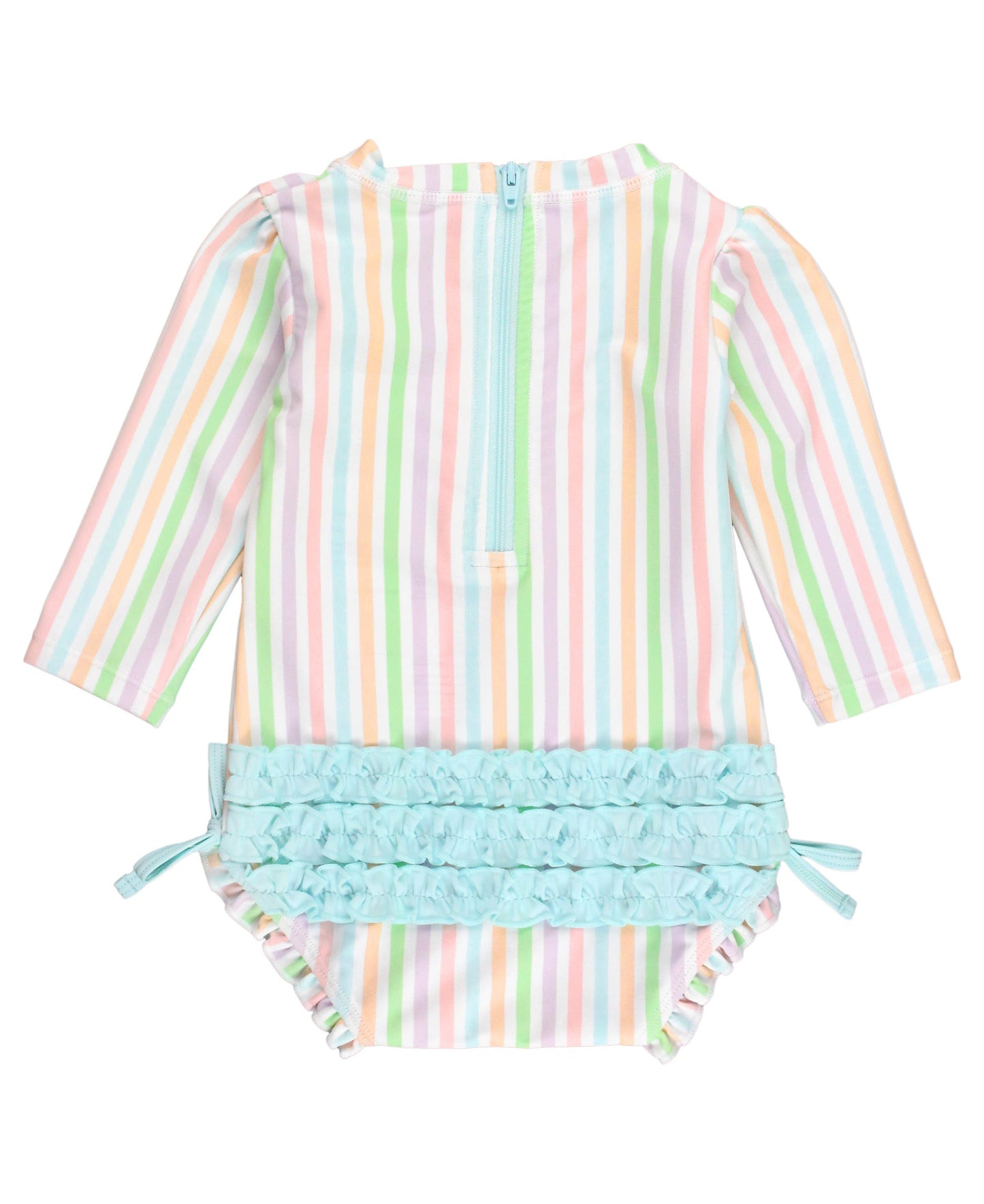 Baby Girls Pastel Rainbow Stripe Long Sleeve One Piece Rash Guard