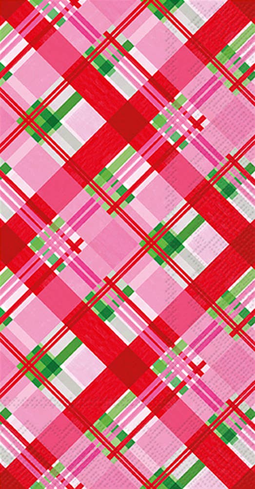 Paper Guest Towels Pk/16 Pink Plaid Christmas