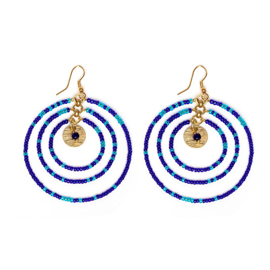 Indigo 3 Circles Earrings
