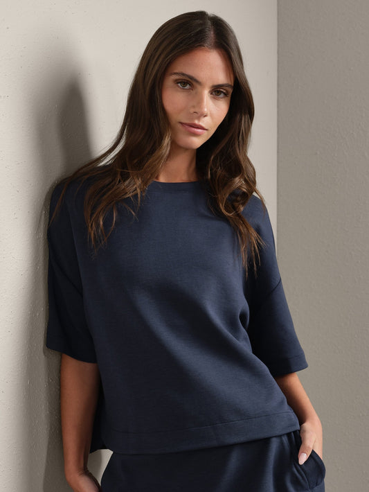 DreamGlow Relaxed Tee - Navy Blue