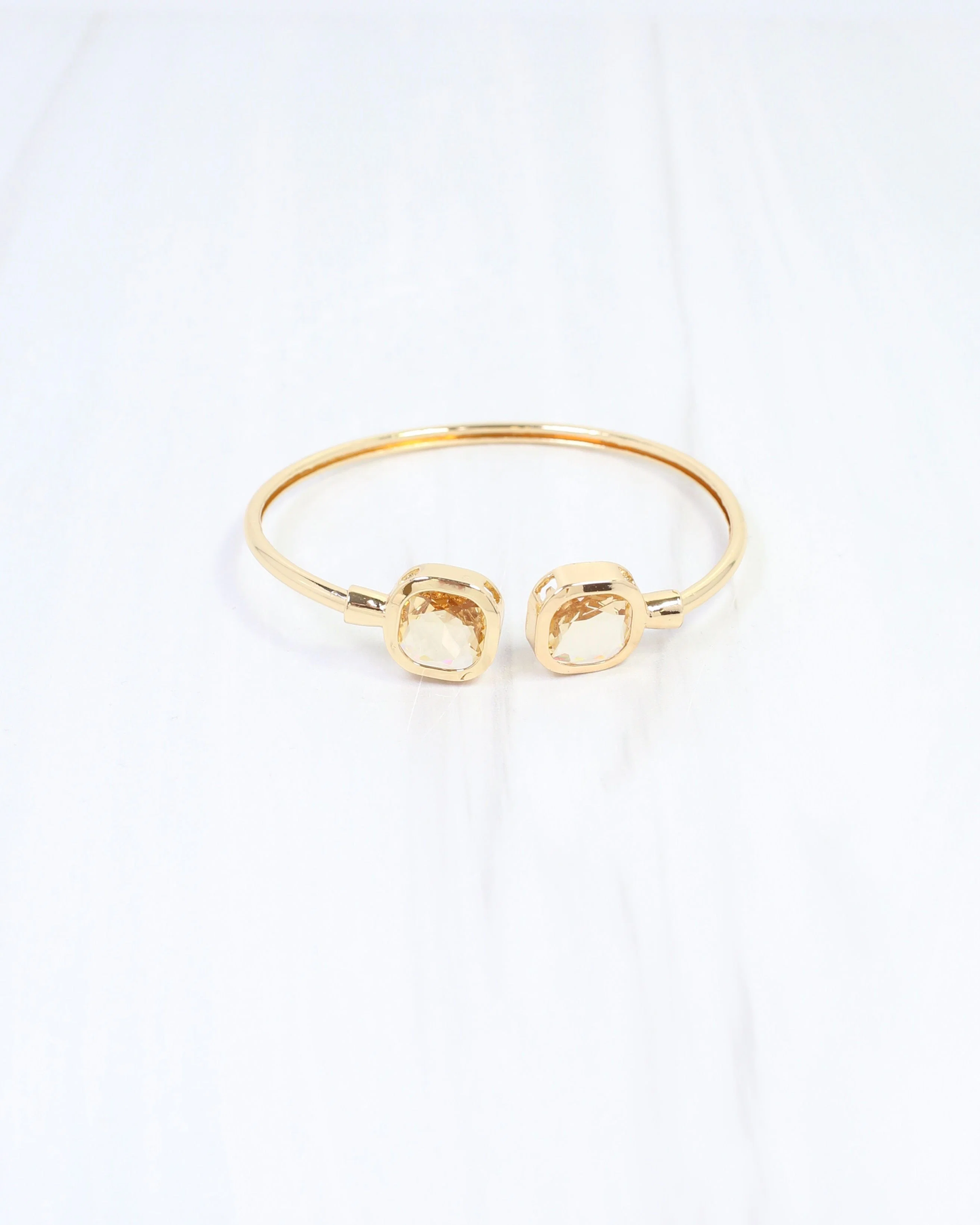 Kira Square Crystal Cuff Bracelet - Crystal