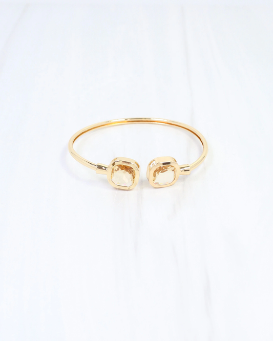 Kira Square Crystal Cuff Bracelet - Crystal