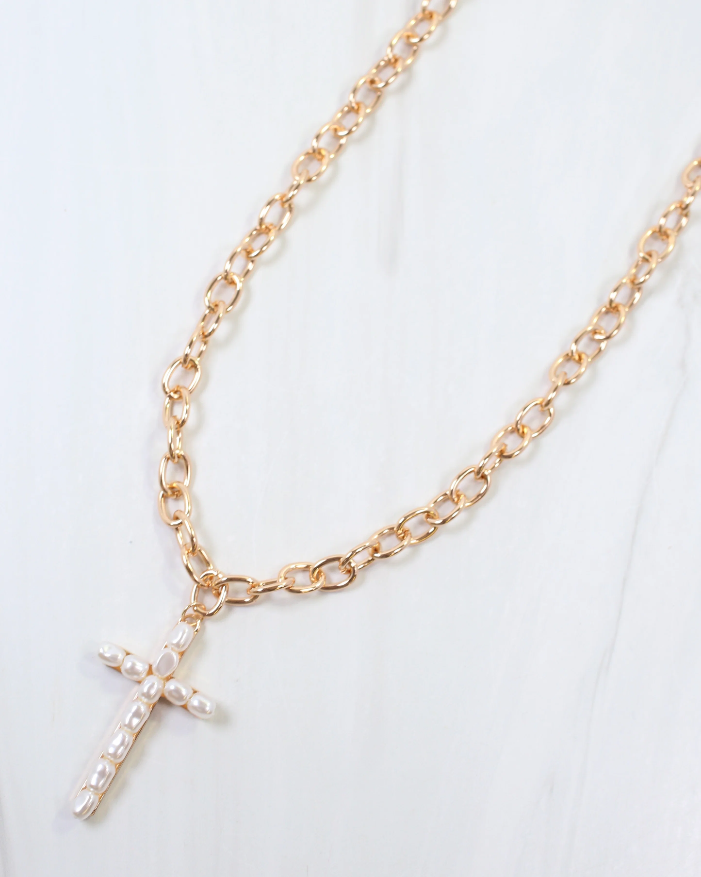 Cara Pearl Cross Necklace