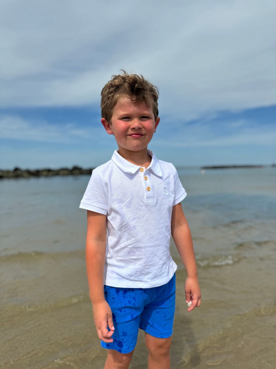 Shipping White Pique Polo