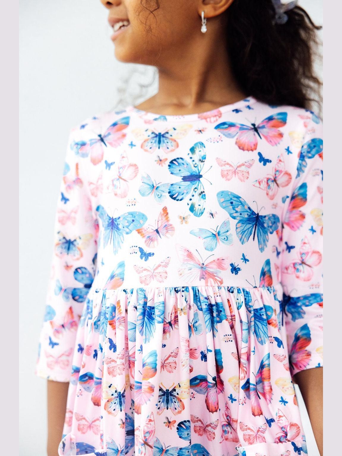 3/4 Sleeve Pocket Twirl Dress - Little Flutters