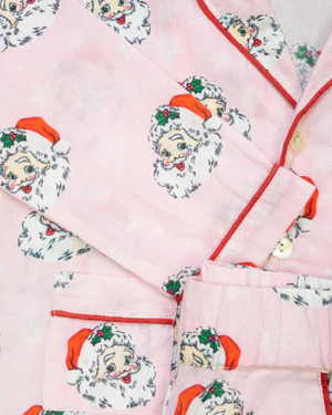 Pink Vintage Santa Pajamas Youth