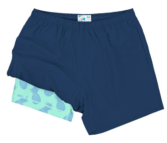 Navy Shorts (Pineapple Aqua)