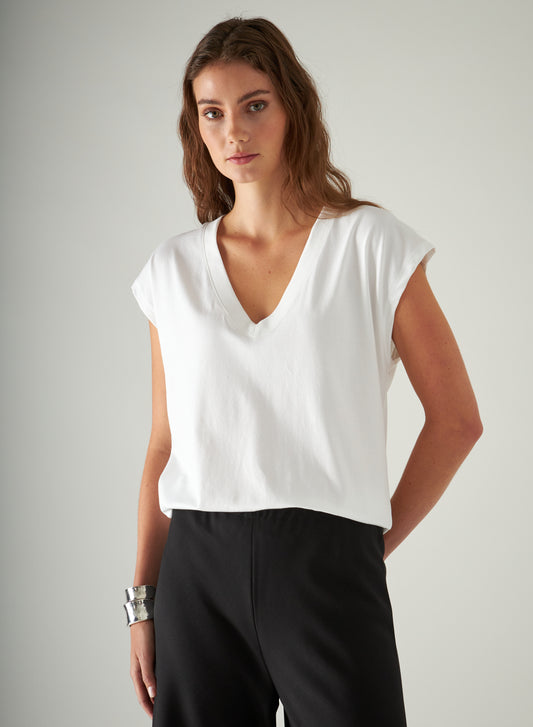 Iconic V-Neck Dolman - White