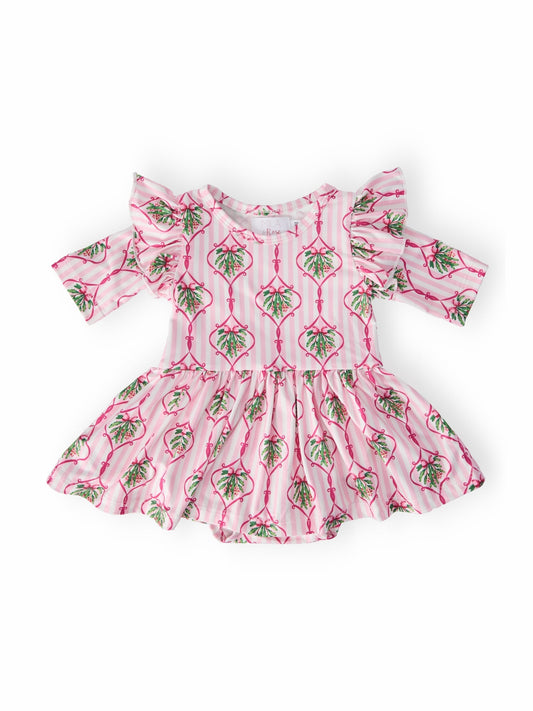Merry Mistletoe 3/4 Sleeve Flutter Twirl Bodysuit