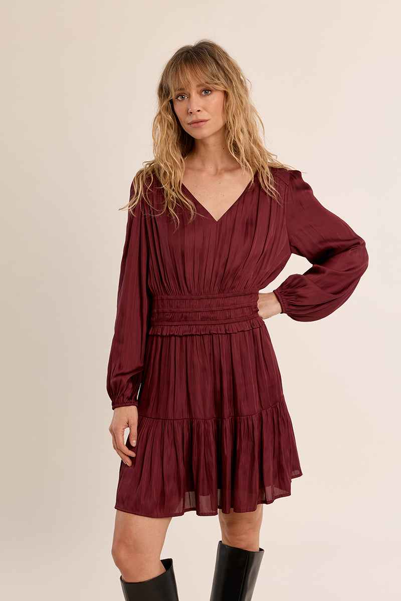 Holiday Mini Dress - Dark Red