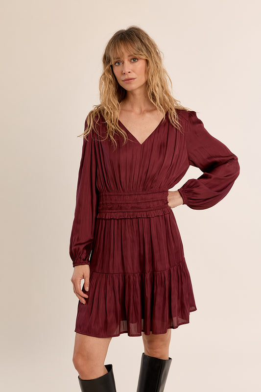 Holiday Mini Dress - Dark Red