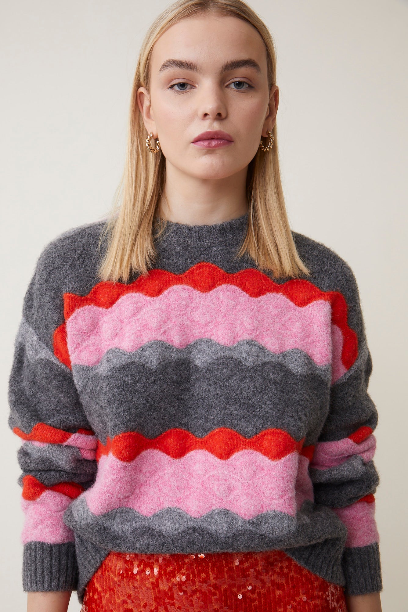 Panayo Grey Waves Sweater