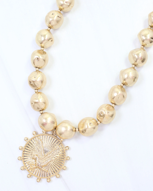 Carmen Beaded Coin Necklace - Eagle