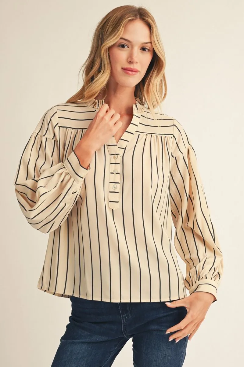 Beige Striped Blouse