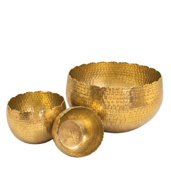 Gilded Hammered Bowls Set of 3