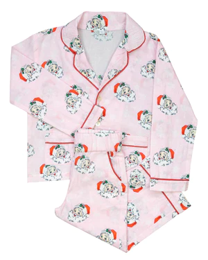 Pink Vintage Santa Pajamas Youth