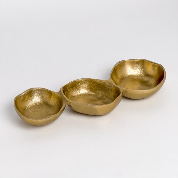 Gold Aluminum 3-Bowl Cluster