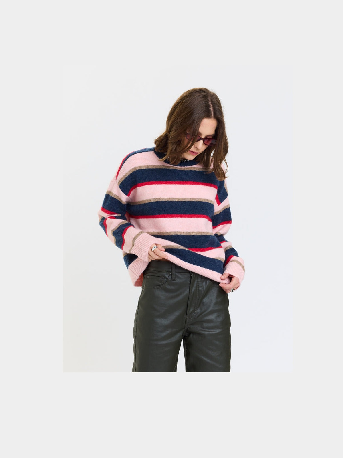 Carlyle Everyday Crew Neck Sweater - Coral Stripe