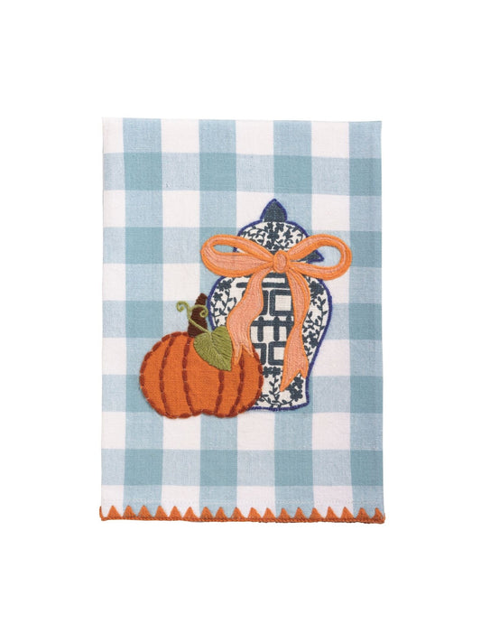 Gingham Pumpkin Topiary Towel