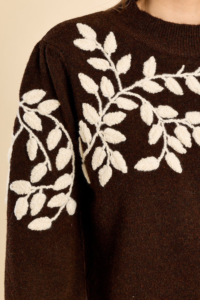 Chocolate Floral Sweater