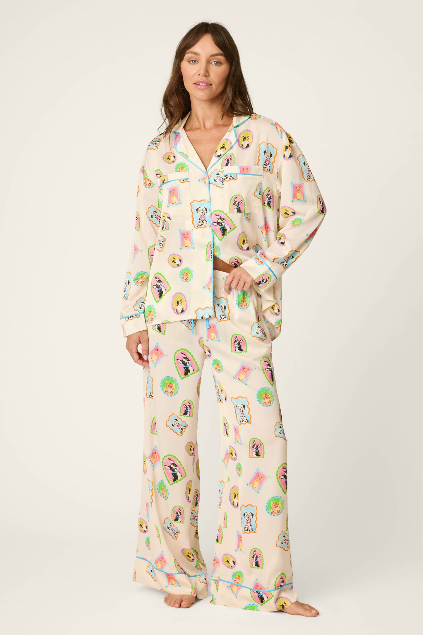 Picture Purrfect Pet Portrait Satin Pajama Pants
