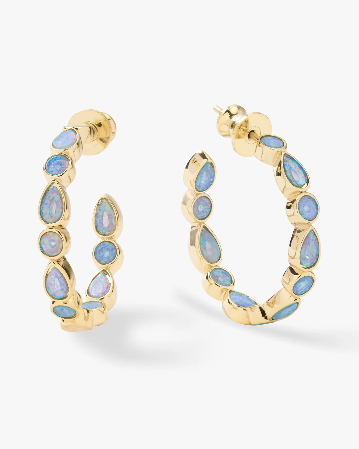 Isla Blue Opal Hoop Earrings 1"