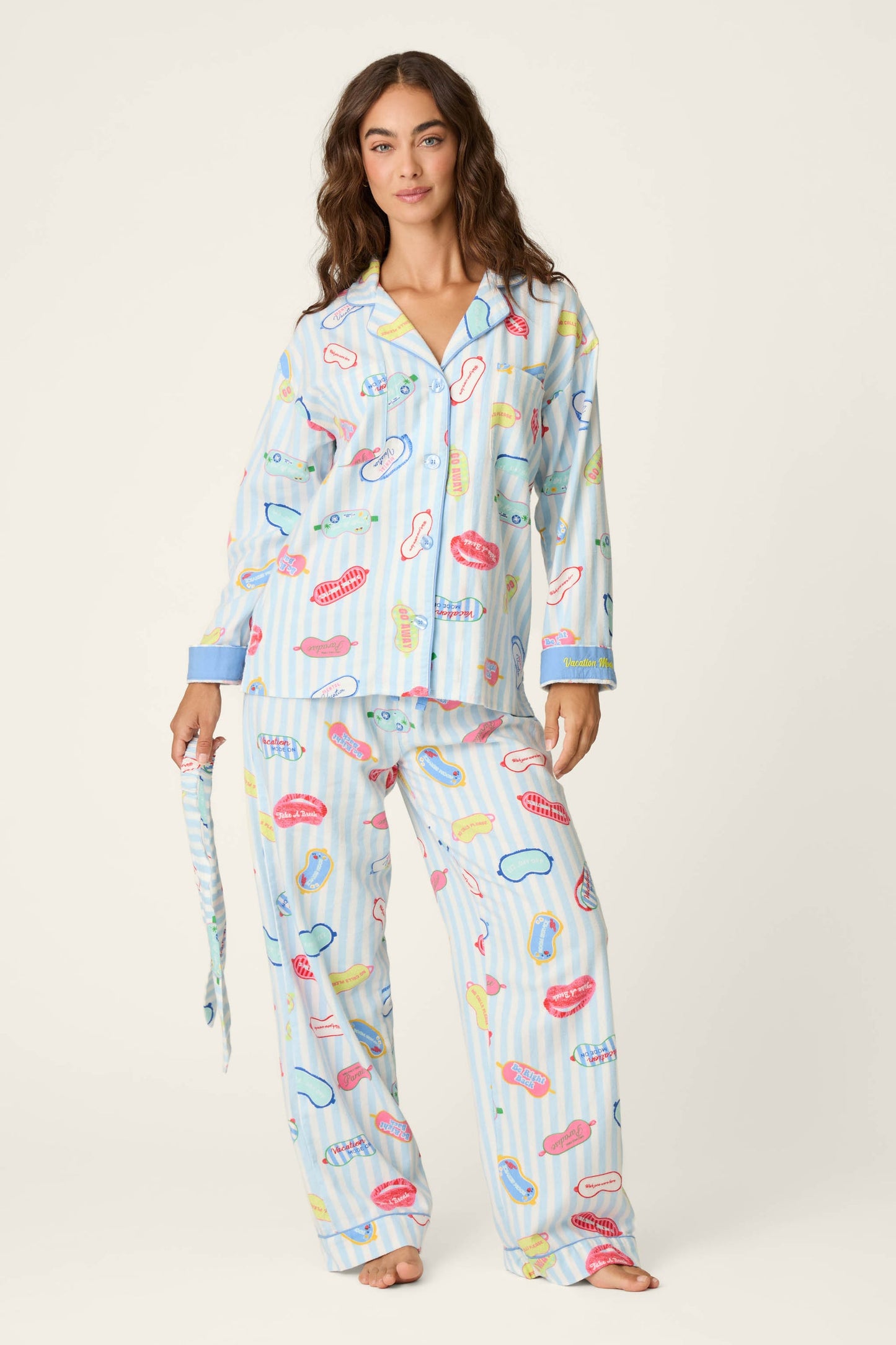 Out of Office Eyemask Print 3-Piece Flannel PJ Set